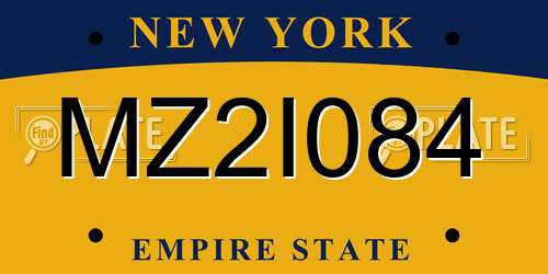 MZ2I084 New York License Plate