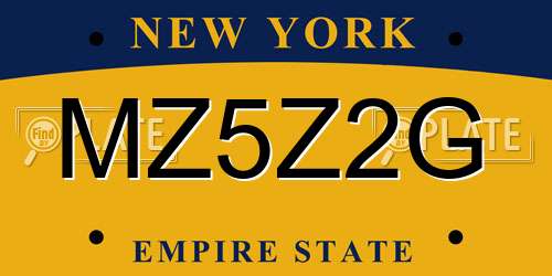 MZ5Z2G New York License Plate