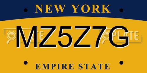 MZ5Z7G New York License Plate