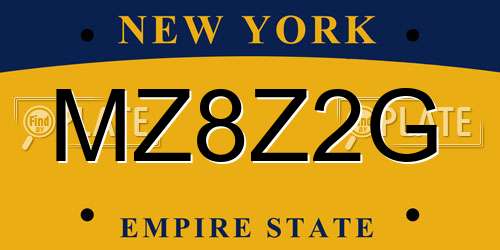 MZ8Z2G New York License Plate