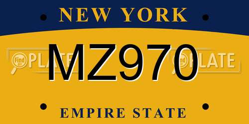 MZ970 New York License Plate