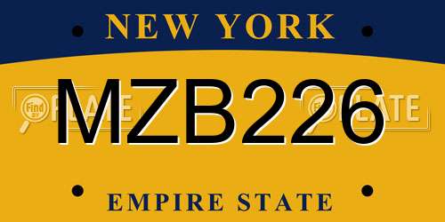 MZB226 New York License Plate