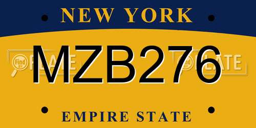MZB276 New York License Plate