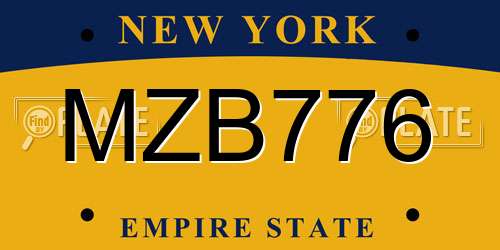 MZB776 New York License Plate