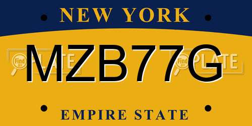 MZB77G New York License Plate