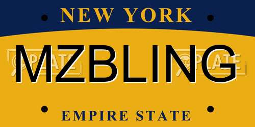 MZBLING New York License Plate