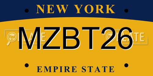MZBT26 New York License Plate