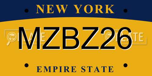MZBZ26 New York License Plate
