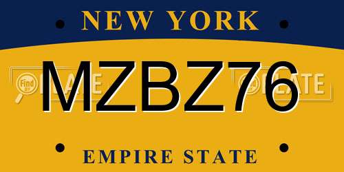 MZBZ76 New York License Plate