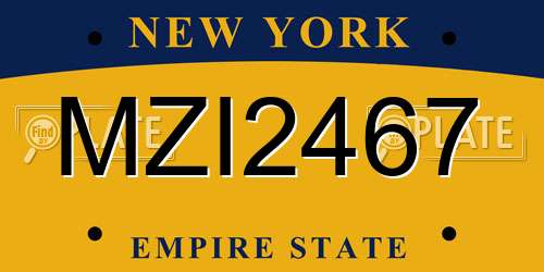 MZI2467 New York License Plate