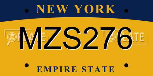 MZS276 New York License Plate