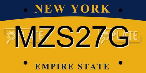 MZS27G New York License Plate