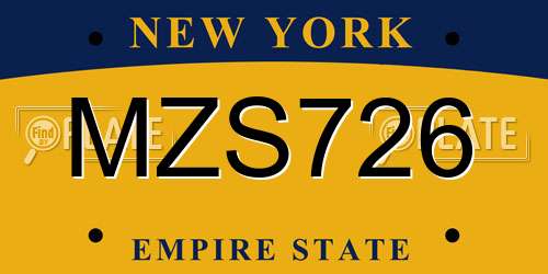 MZS726 New York License Plate