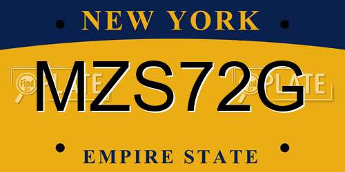 MZS72G New York License Plate