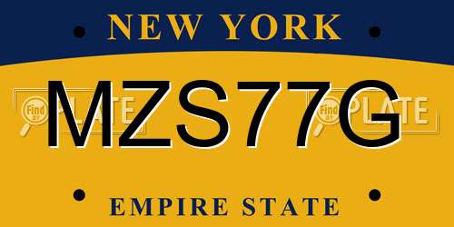 MZS77G New York License Plate