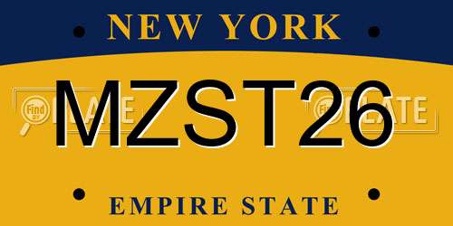 MZST26 New York License Plate