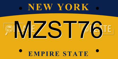 MZST76 New York License Plate