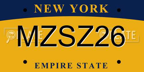 MZSZ26 New York License Plate