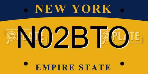 N02BTO New York License Plate