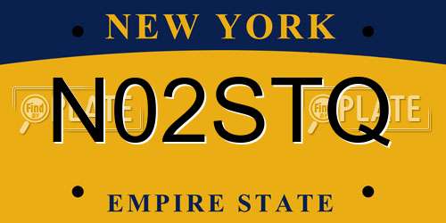 N02STQ New York License Plate