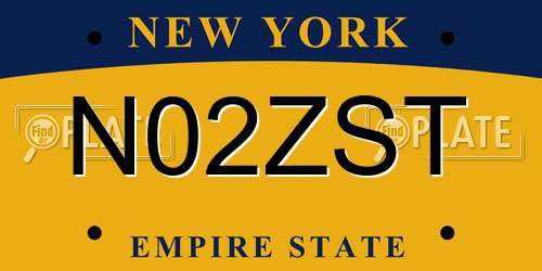N02ZST New York License Plate