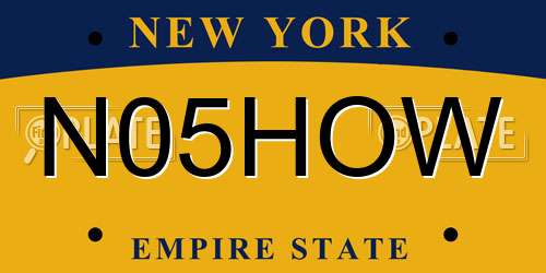 N05HOW New York License Plate