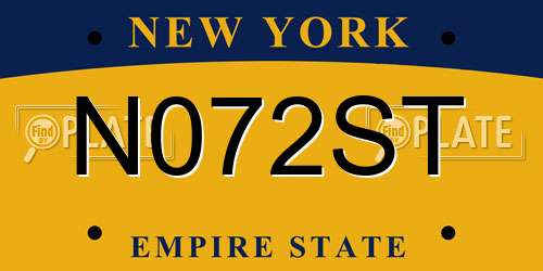 N072ST New York License Plate
