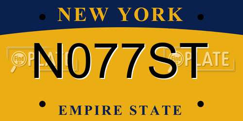 N077ST New York License Plate