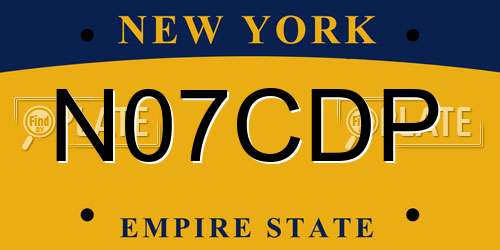 N07CDP New York License Plate