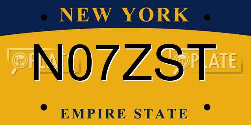 N07ZST New York License Plate
