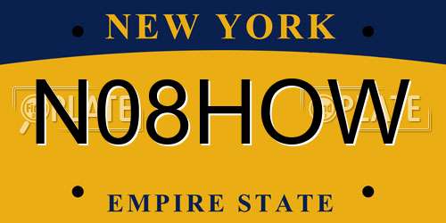 N08HOW New York License Plate