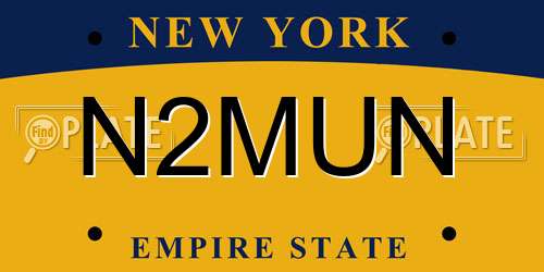 N2MUN New York License Plate