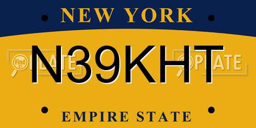 N39KHT New York License Plate