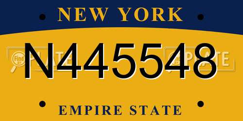 N445548 New York License Plate