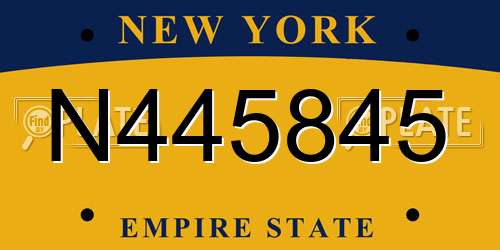 N445845 New York License Plate