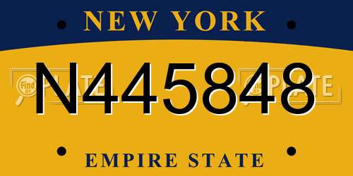 N445848 New York License Plate