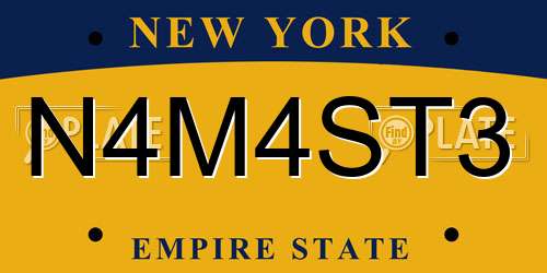 N4M4ST3 New York License Plate