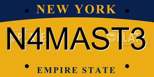 N4MAST3 New York License Plate