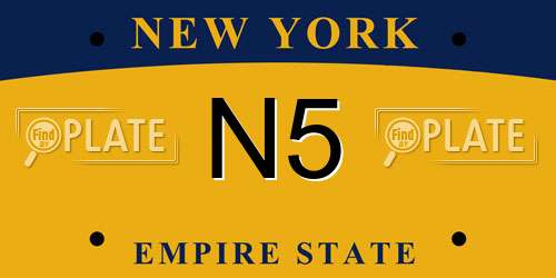 N5 New York License Plate