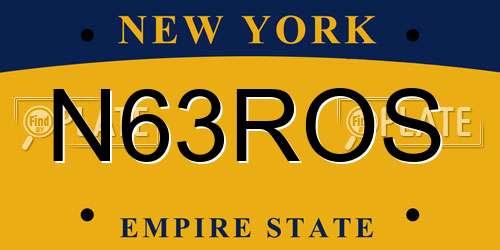 N63ROS New York License Plate