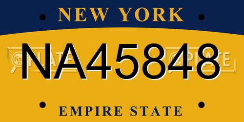 NA45848 New York License Plate