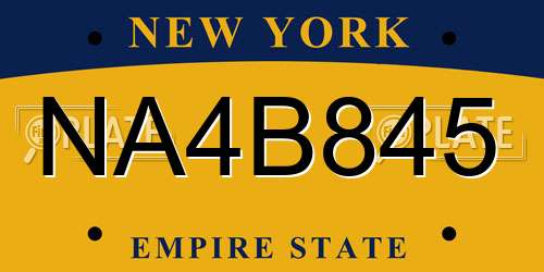 NA4B845 New York License Plate