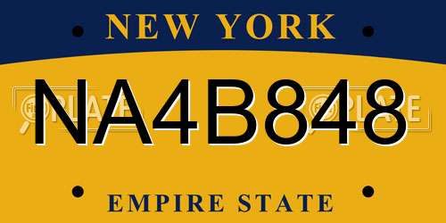 NA4B848 New York License Plate
