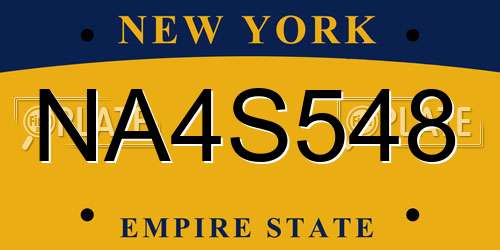 NA4S548 New York License Plate