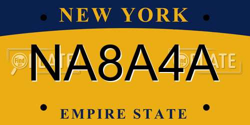 NA8A4A New York License Plate
