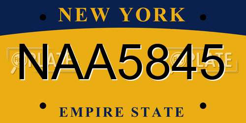 NAA5845 New York License Plate