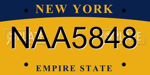 NAA5848 New York License Plate