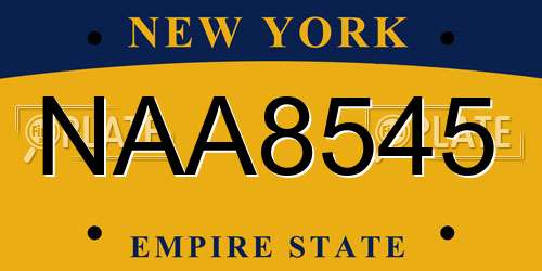 NAA8545 New York License Plate