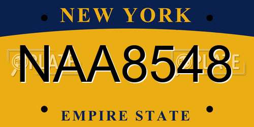 NAA8548 New York License Plate