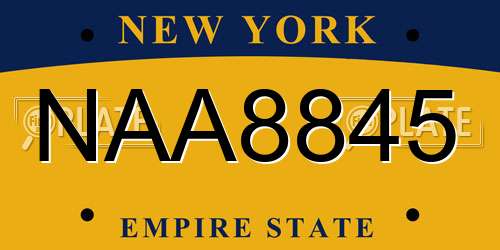NAA8845 New York License Plate
